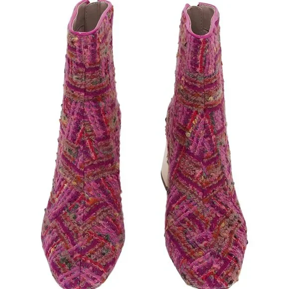 Women's Betsey Johnson Stevie Block Heel Dress Boots Pink Multi US 7M - Picture 5 of 6